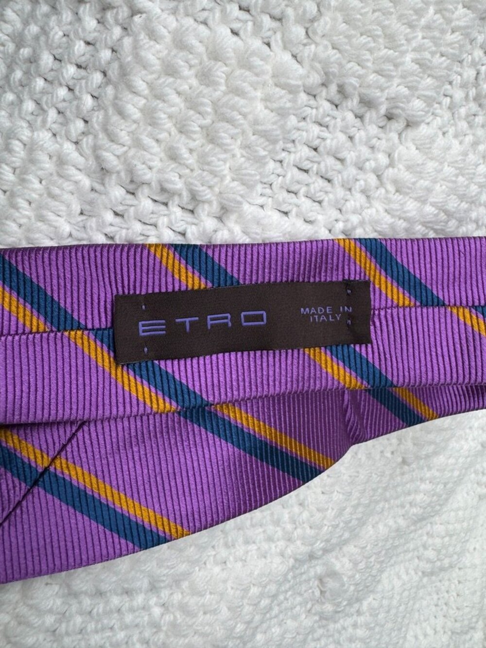 ETRO Milano Purple Striped Silk Tie Made Italy NWT Designer Necktie - Picture 5 of 6